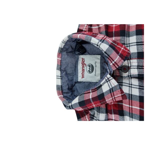 Wrangler Flannel Plaid Red Button Up Shirt Men's L - Picture 4 of 5
